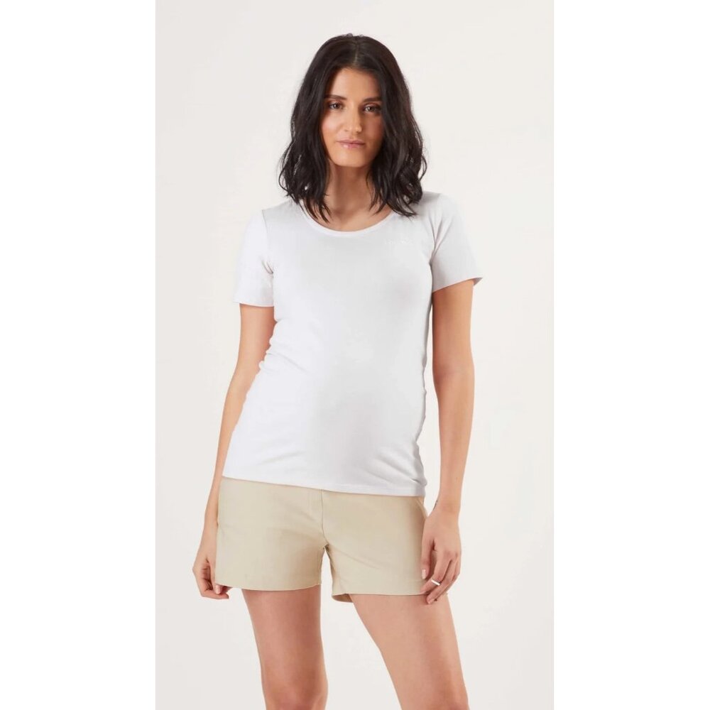 Women's Stowaway Mama Maternity Tee White Size Large New !!!